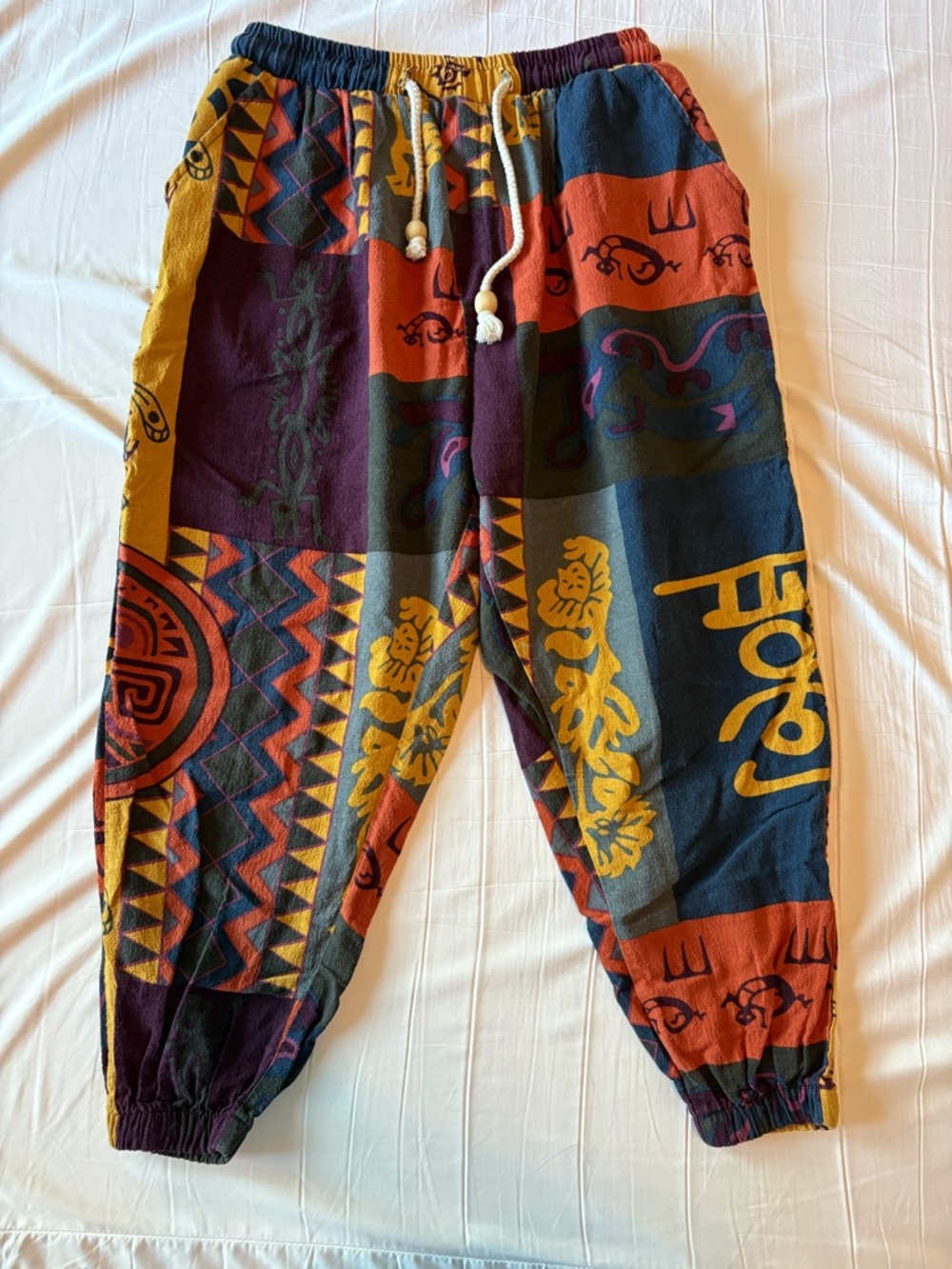 Men's Multicolor Patchwork Joggers - Casual Drawstring Sweatpants